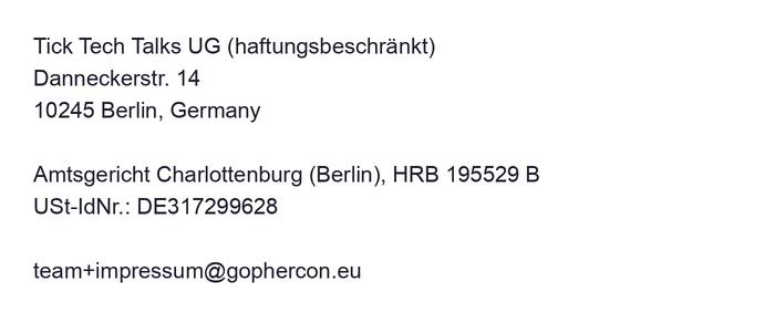 Impressum der Tick Tech Talks UG (haftungsbeschränkt), Berlin